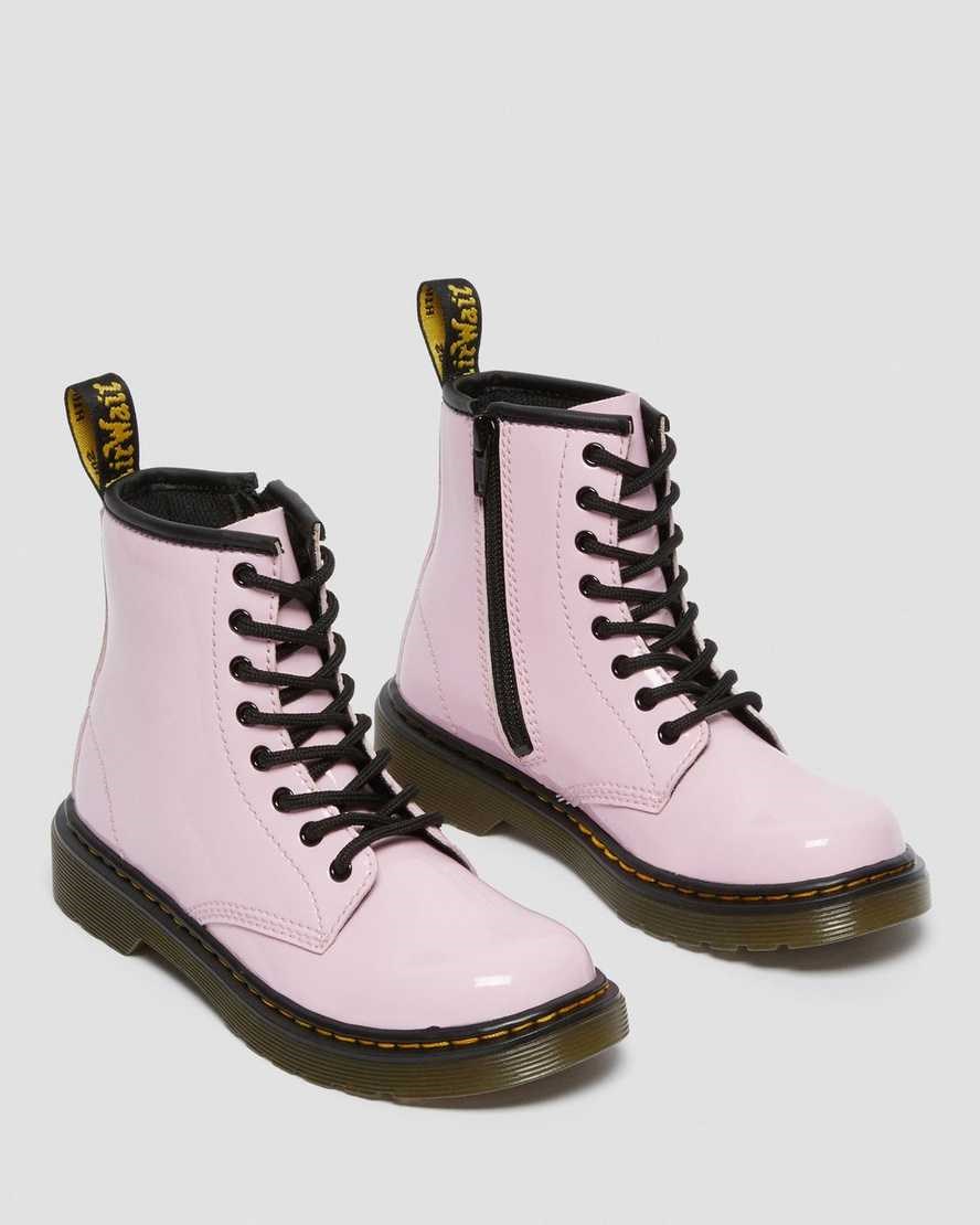 Dr Martens Junior 1460 Patent Leather Kids' Lace Up Boots Pale Pink Patent Lamper | TAYIGJ412