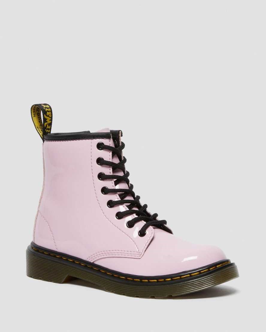 Dr Martens Junior 1460 Patent Leather Kids' Lace Up Boots Pale Pink Patent Lamper | TAYIGJ412