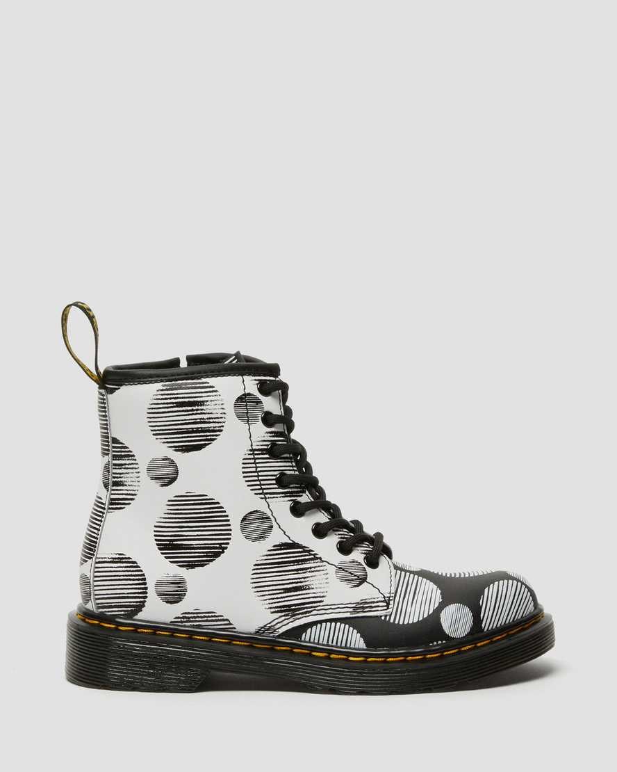 Dr Martens Junior 1460 Polka Dot Leather Kids' Lace Up Boots Black Hydro Leather | SLOMPQ590