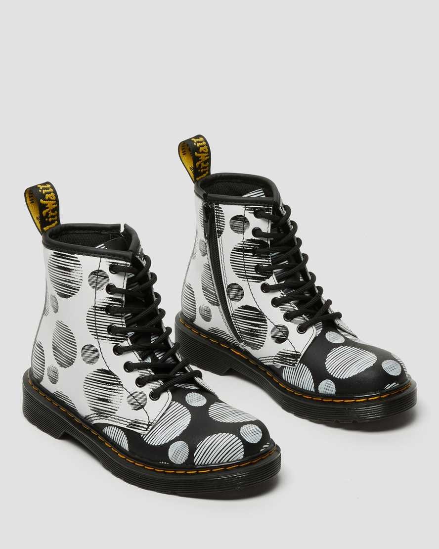 Dr Martens Junior 1460 Polka Dot Leather Kids' Lace Up Boots Black Hydro Leather | SLOMPQ590