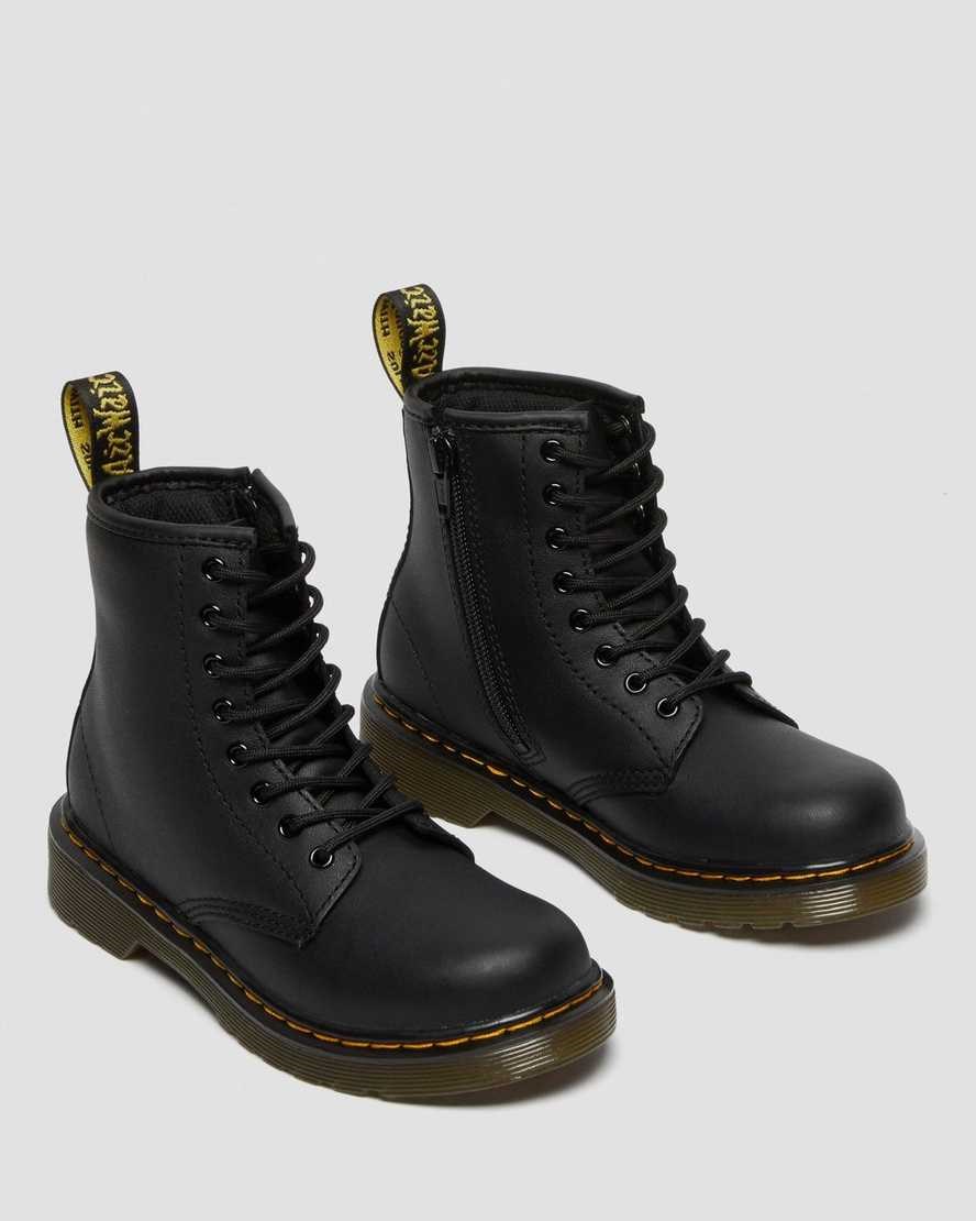 Dr Martens Junior 1460 Softy T Leather Kids' Lace Up Boots Black Softy T | FMSKBX076