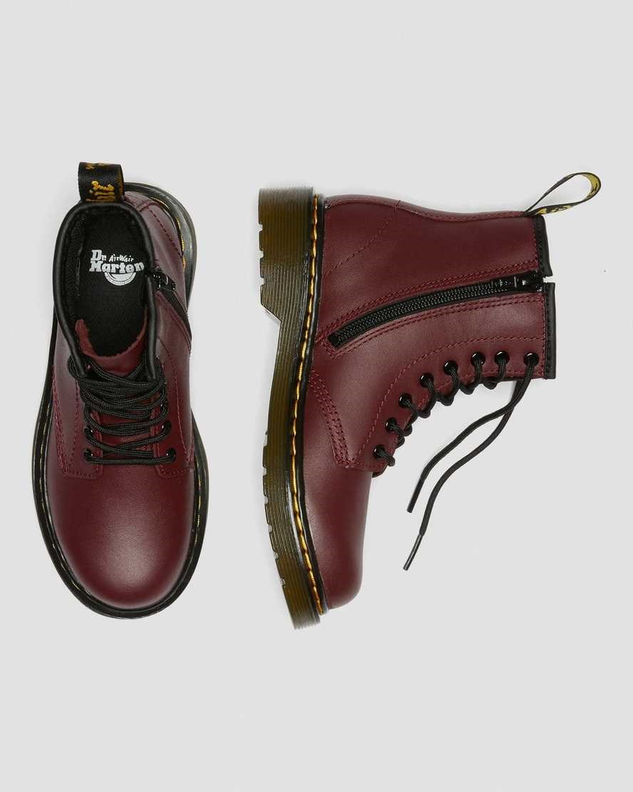 Dr Martens Junior 1460 Softy T Leather Kids' Lace Up Boots Cherry Red Softy T | QDWLUK704