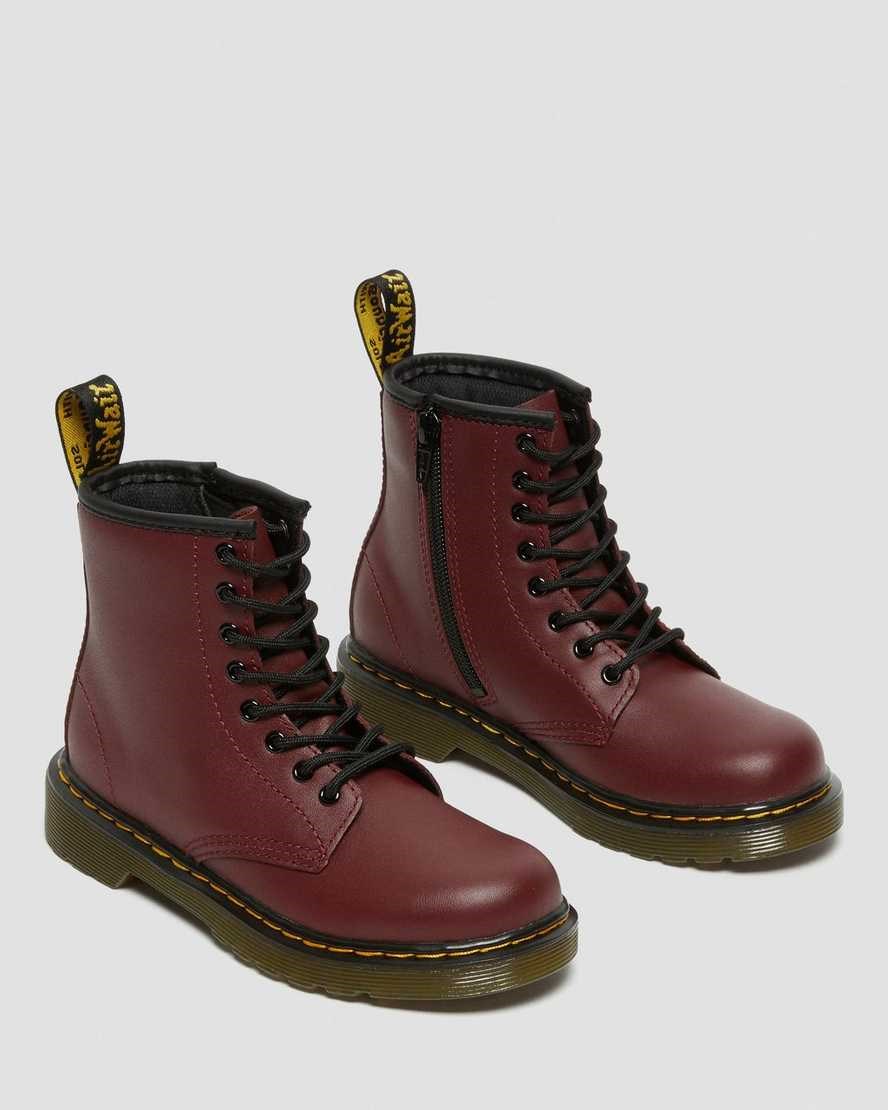 Dr Martens Junior 1460 Softy T Leather Kids' Lace Up Boots Cherry Red Softy T | QDWLUK704