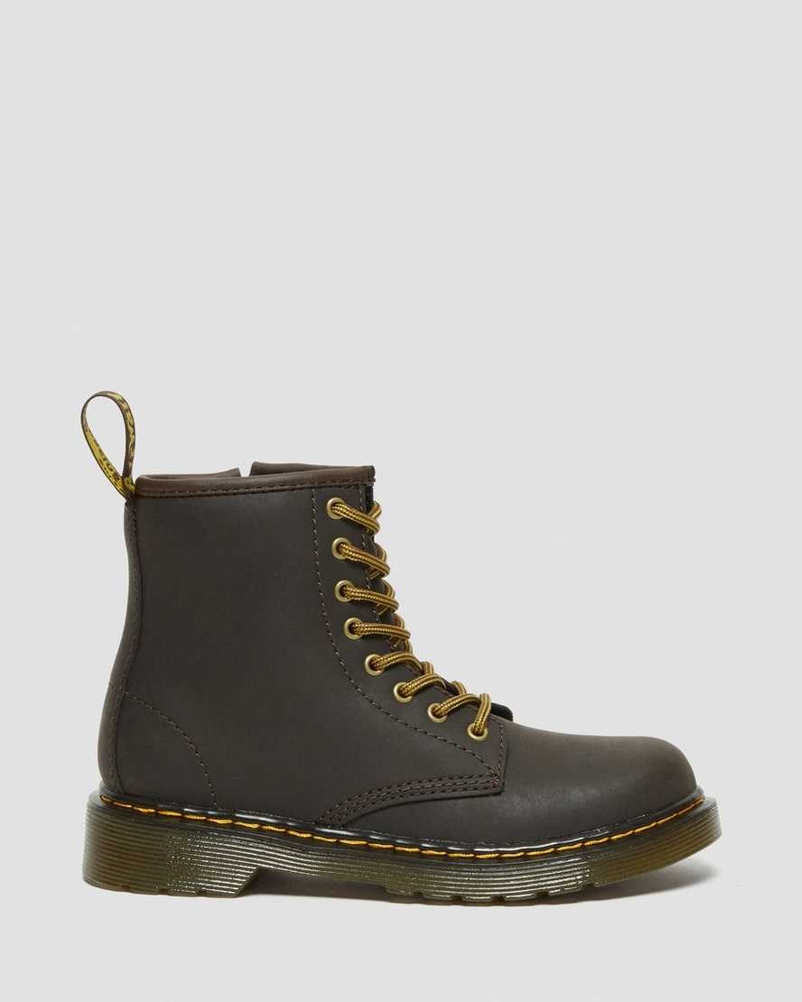 Dr Martens Junior 1460 Wildhorse Leather Kids' Lace Up Boots Dark Brown Wildhorse Lamper | DCQHPM703