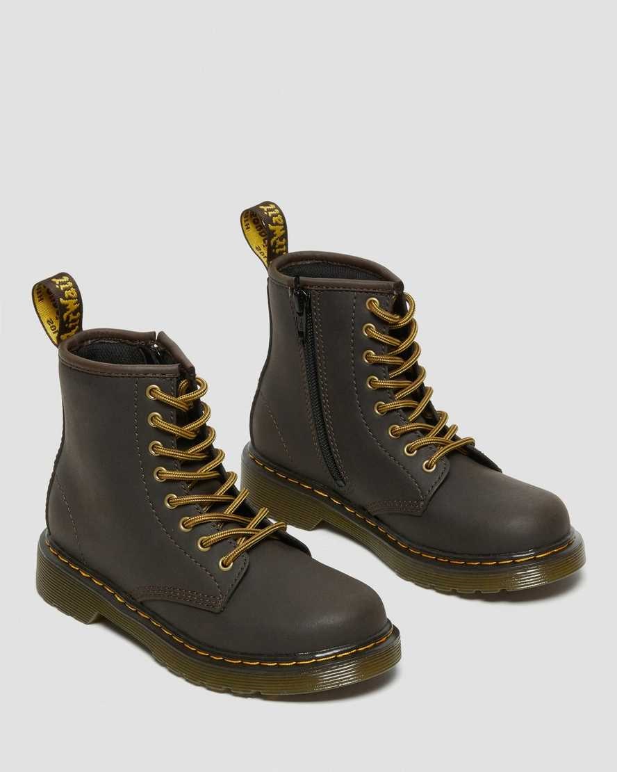 Dr Martens Junior 1460 Wildhorse Leather Kids' Lace Up Boots Dark Brown Wildhorse Lamper | DCQHPM703