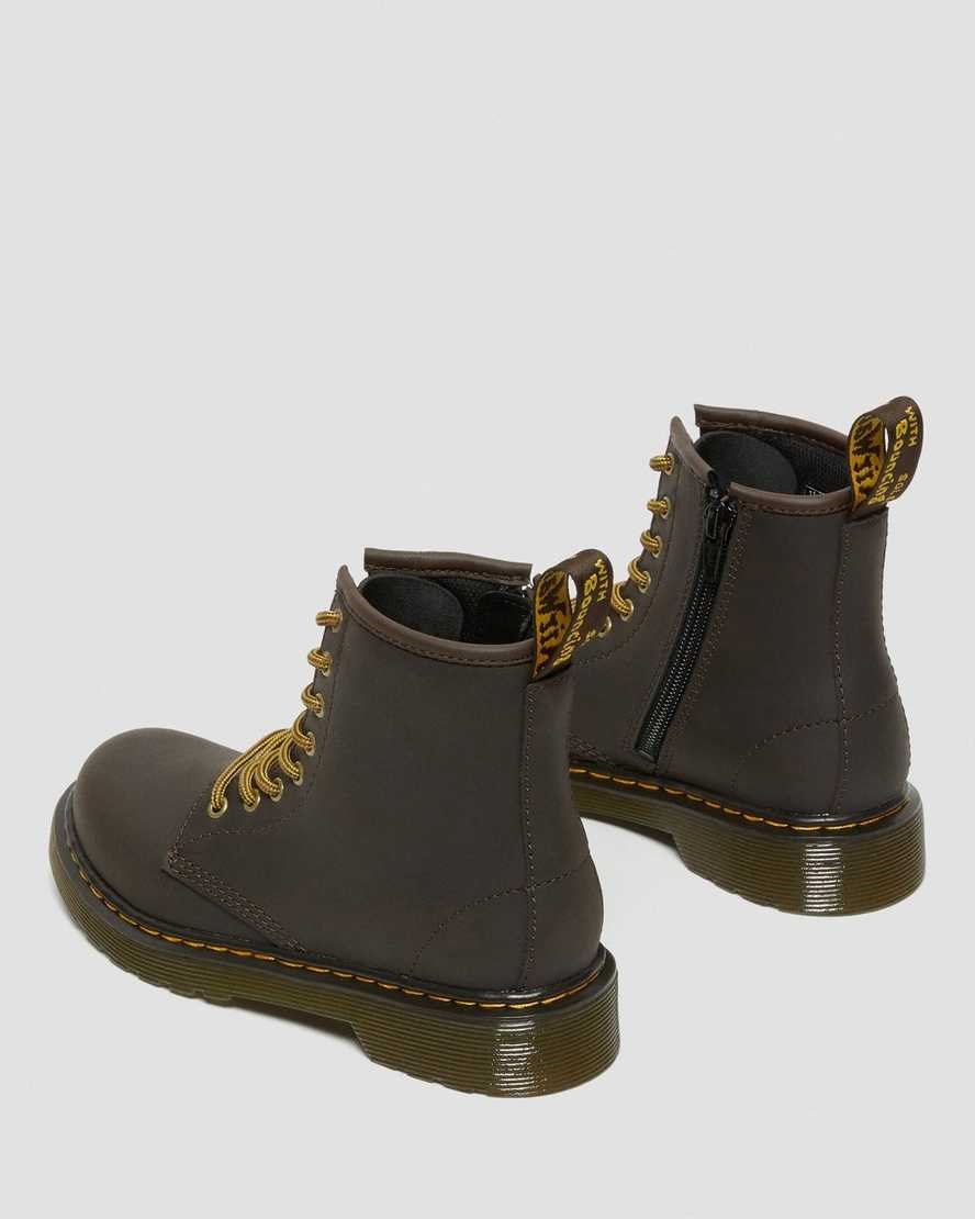 Dr Martens Junior 1460 Wildhorse Leather Kids' Lace Up Boots Dark Brown Wildhorse Lamper | DCQHPM703