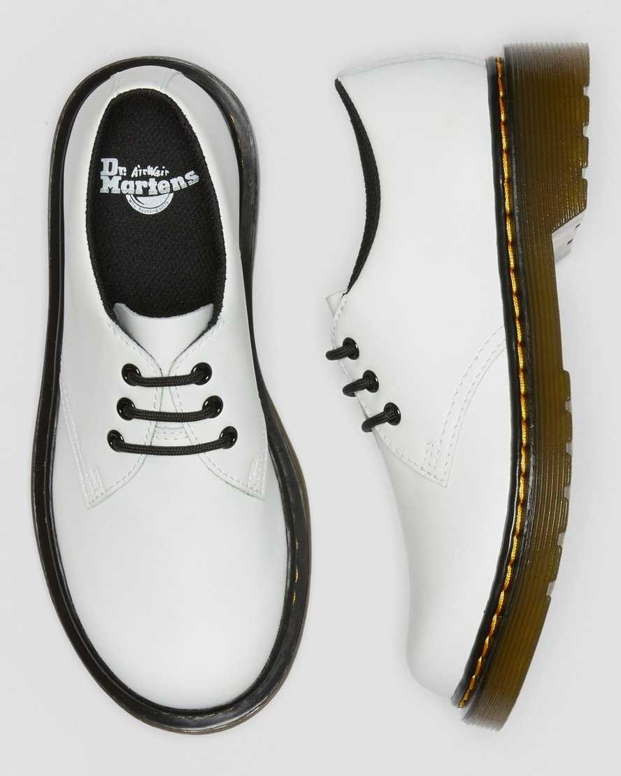 Dr Martens Junior 1461 Leather Kids' Lace Up Shoes White Romario | SVJERG983