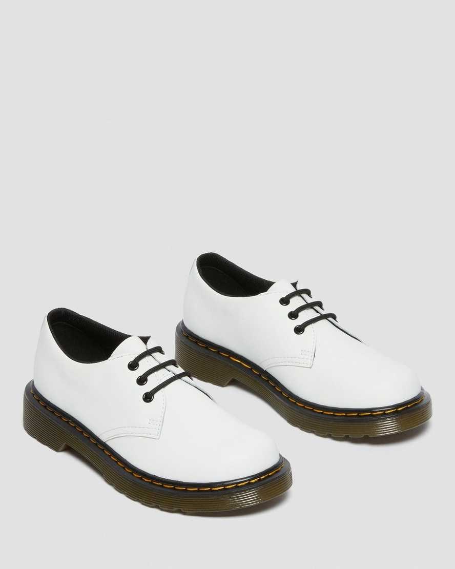 Dr Martens Junior 1461 Leather Kids' Lace Up Shoes White Romario | SVJERG983