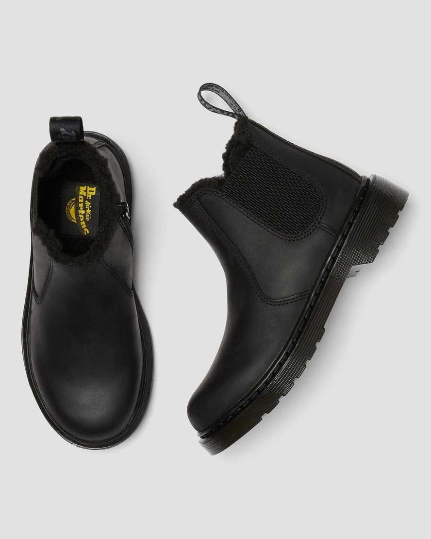 Dr Martens Junior 2976 Faux Fur Lined Kids' Chelsea Boots Black Republic Wp | OXCJZY493