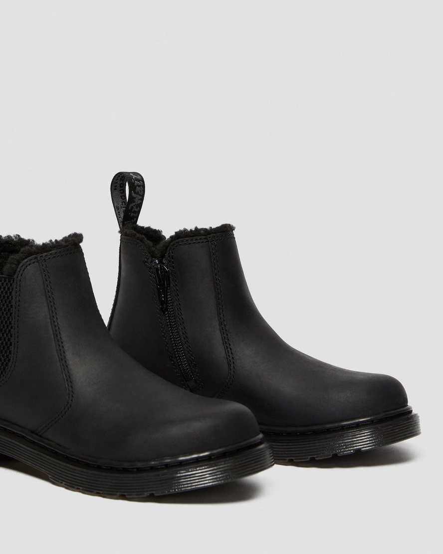 Dr Martens Junior 2976 Faux Fur Lined Kids' Chelsea Boots Black Republic Wp | OXCJZY493