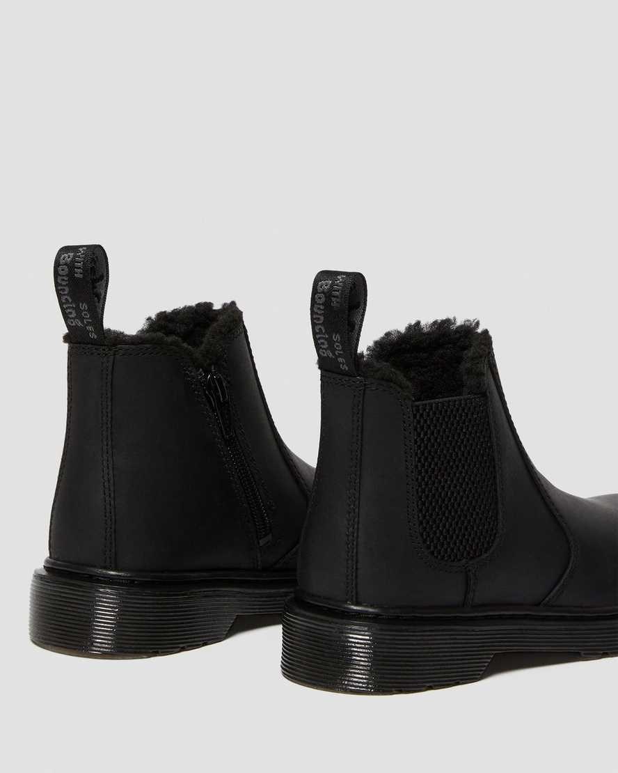 Dr Martens Junior 2976 Faux Fur Lined Kids' Chelsea Boots Black Republic Wp | OXCJZY493