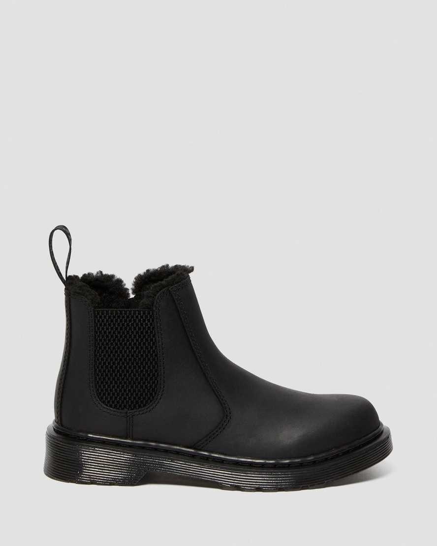 Dr Martens Junior 2976 Faux Fur Lined Kids' Chelsea Boots Black Republic Wp | OXCJZY493