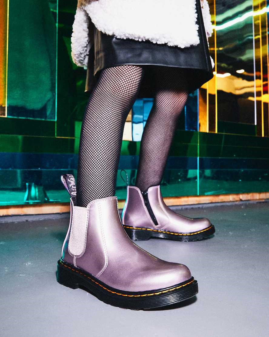 Dr Martens Junior 2976 Metallic Kids' Chelsea Boots Pink Spark | FDUZQB961