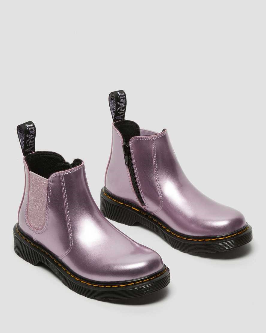 Dr Martens Junior 2976 Metallic Kids' Chelsea Boots Pink Spark | FDUZQB961