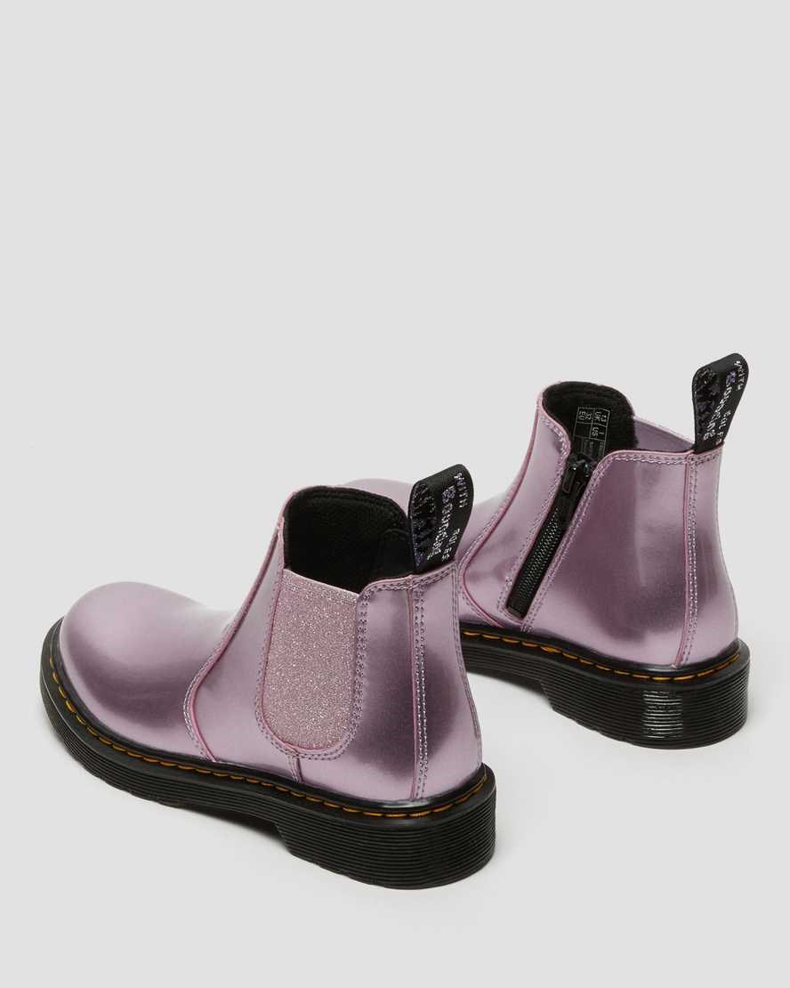 Dr Martens Junior 2976 Metallic Kids' Chelsea Boots Pink Spark | FDUZQB961