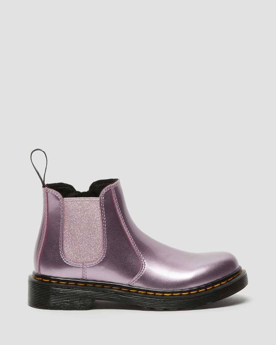 Dr Martens Junior 2976 Metallic Kids' Chelsea Boots Pink Spark | FDUZQB961