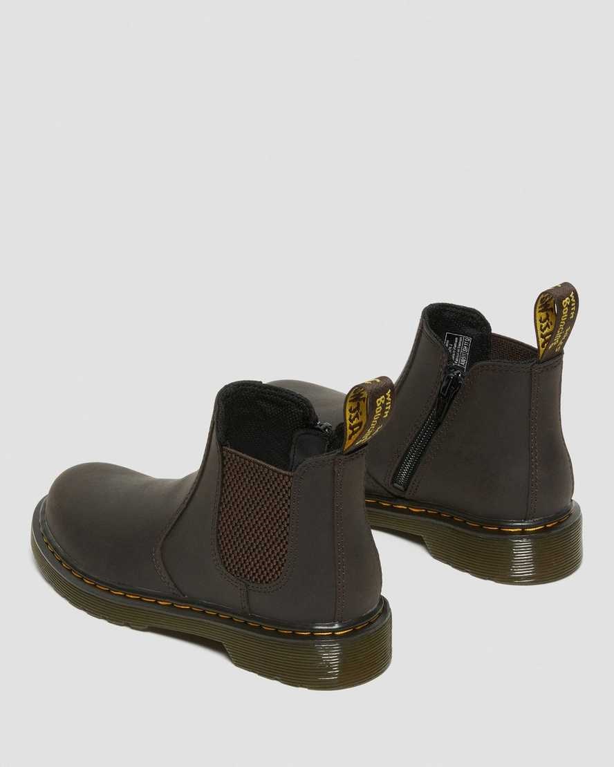 Dr Martens Junior 2976 Wildhorse Leather Kids' Chelsea Boots Dark Brown Wildhorse Lamper | GFEWIV975