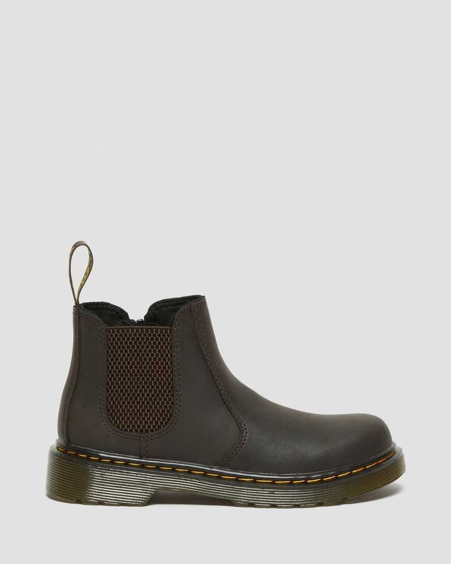 Dr Martens Junior 2976 Wildhorse Leather Kids' Chelsea Boots Dark Brown Wildhorse Lamper | GFEWIV975