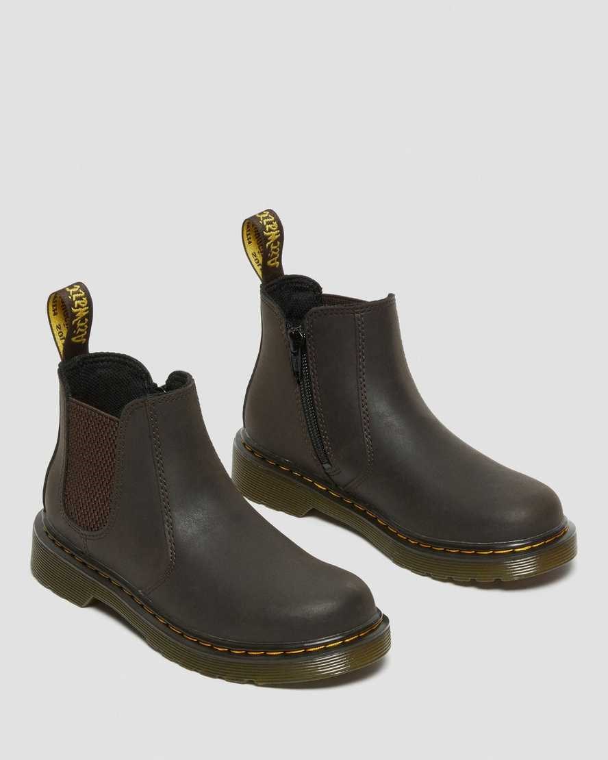 Dr Martens Junior 2976 Wildhorse Leather Kids' Chelsea Boots Dark Brown Wildhorse Lamper | GFEWIV975