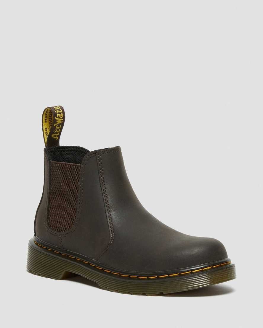 Dr Martens Junior 2976 Wildhorse Leather Kids\' Chelsea Boots Dark Brown Wildhorse Lamper | GFEWIV975