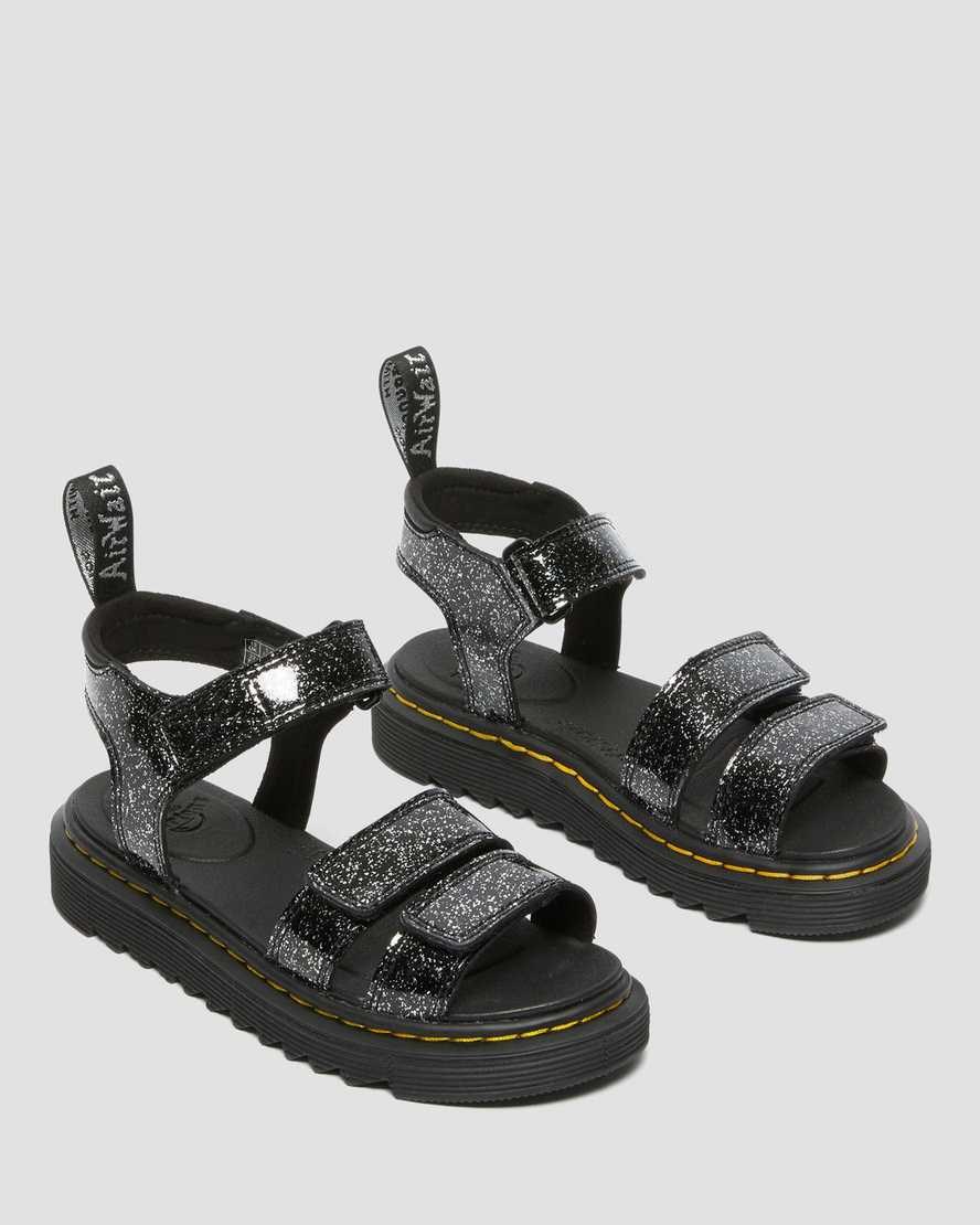 Dr Martens Junior Klaire Glitter Kids' Sandals Black Cosmic Glitter | FUQCPO928