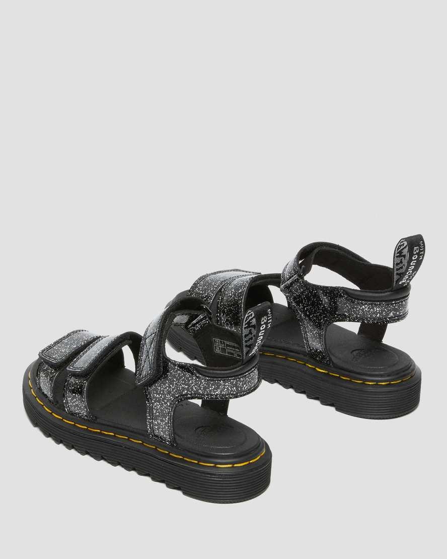 Dr Martens Junior Klaire Glitter Kids' Sandals Black Cosmic Glitter | FUQCPO928