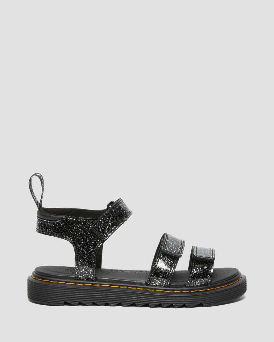 Dr Martens Junior Klaire Glitter Kids' Sandals Black Cosmic Glitter | FUQCPO928