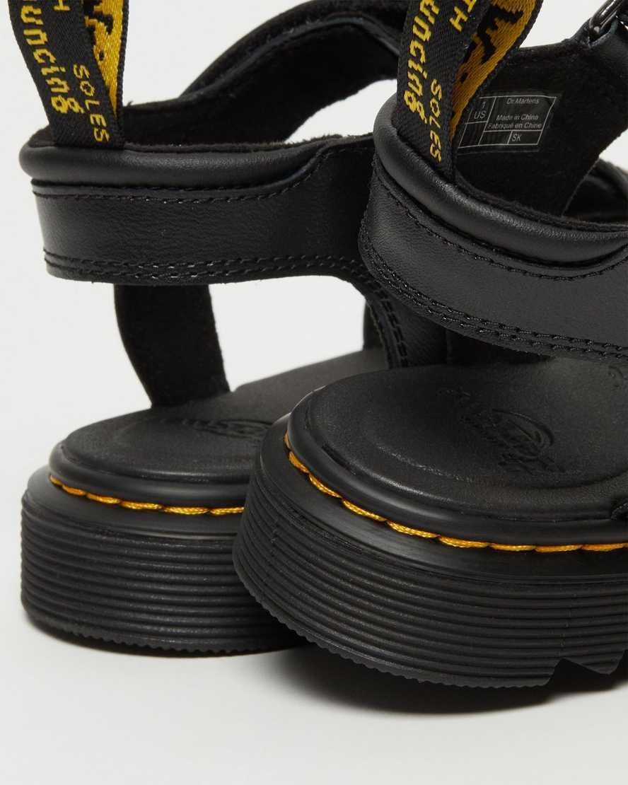 Dr Martens Junior Klaire Leather Kids' Strap Sandals Black T Lamper | WDLUJF890