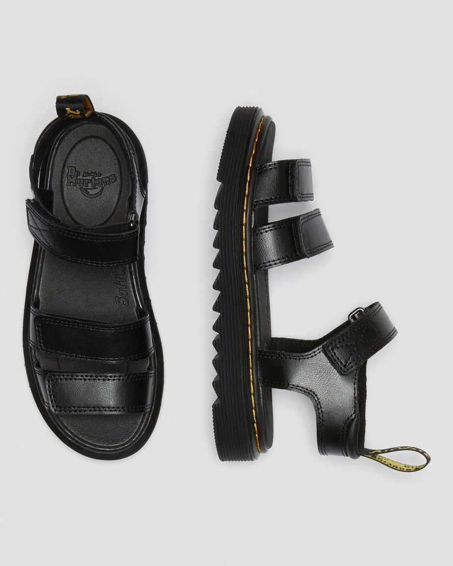 Dr Martens Junior Klaire Leather Kids' Strap Sandals Black T Lamper | WDLUJF890