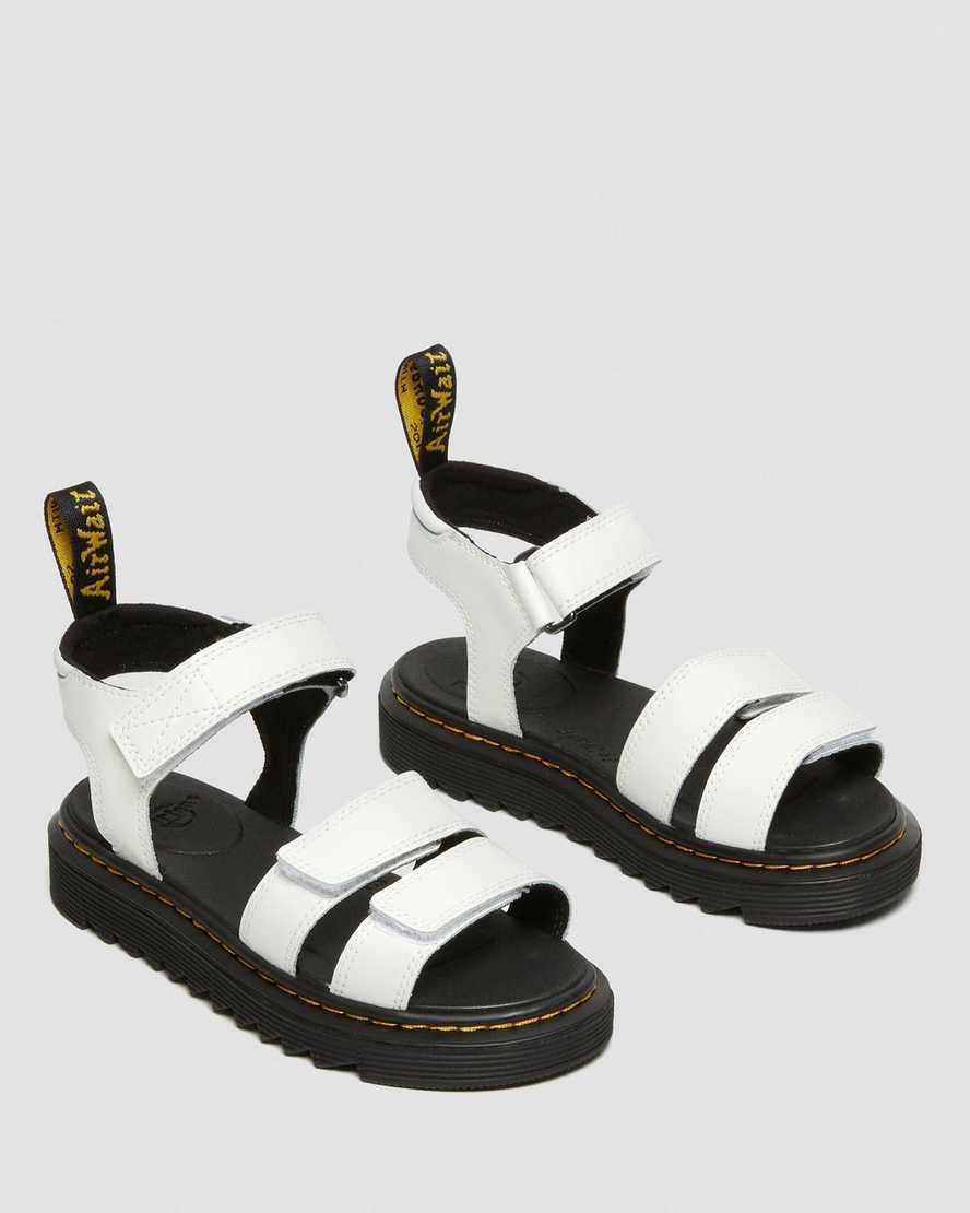 Dr Martens Junior Klaire Leather Kids' Strap Sandals White T Lamper | WPEQTG709