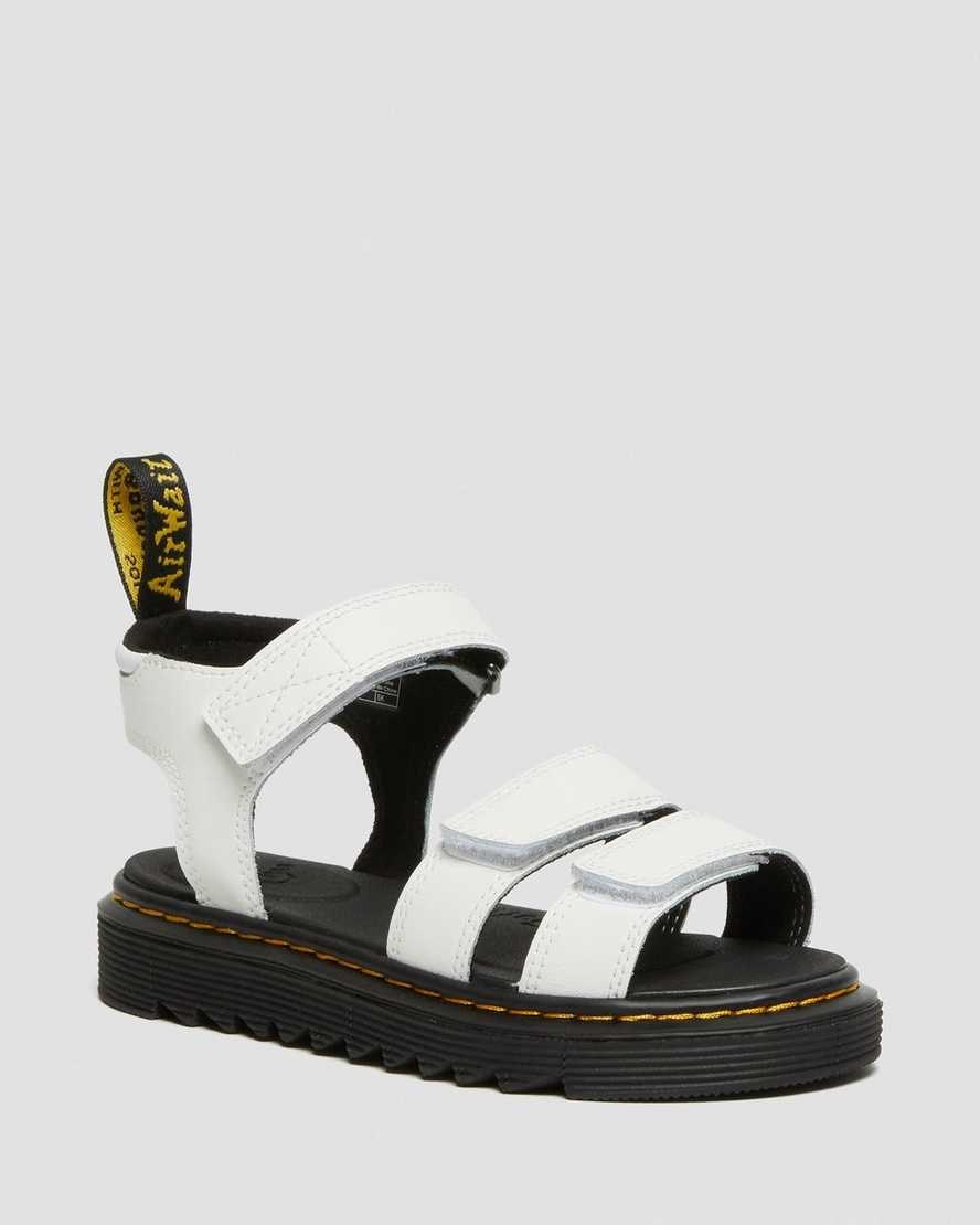 Dr Martens Junior Klaire Leather Kids' Strap Sandals White T Lamper | WPEQTG709