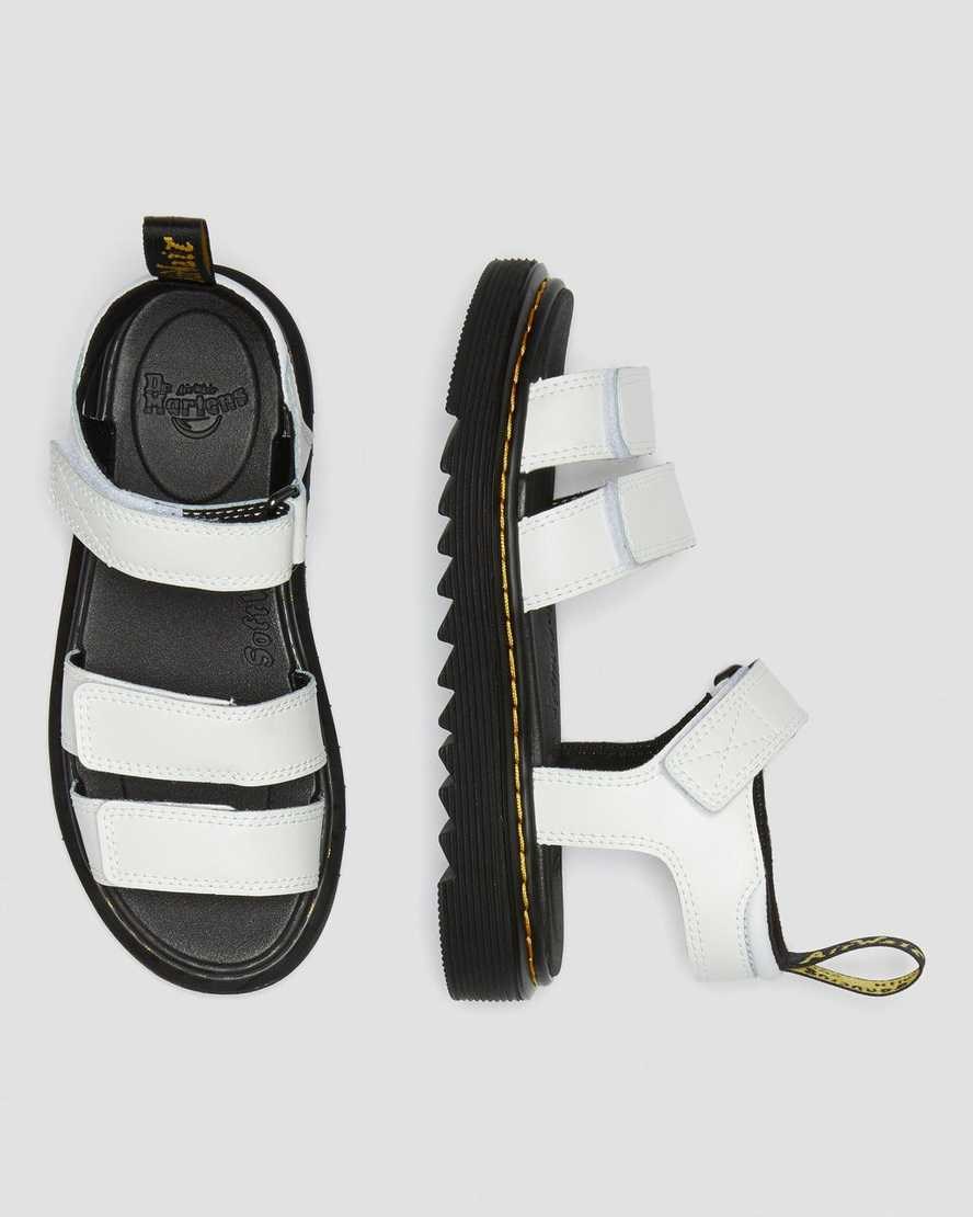 Dr Martens Junior Klaire Leather Kids' Strap Sandals White T Lamper | WPEQTG709