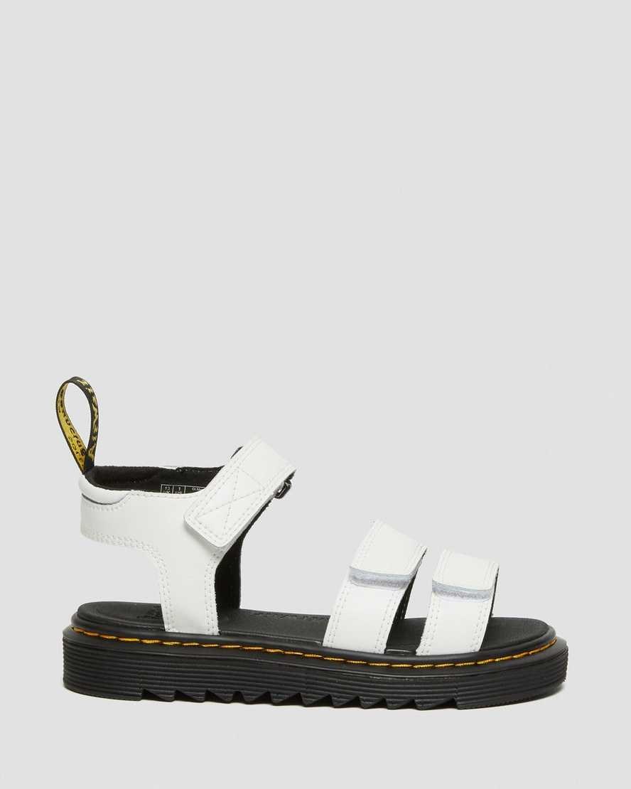 Dr Martens Junior Klaire Leather Kids' Strap Sandals White T Lamper | WPEQTG709