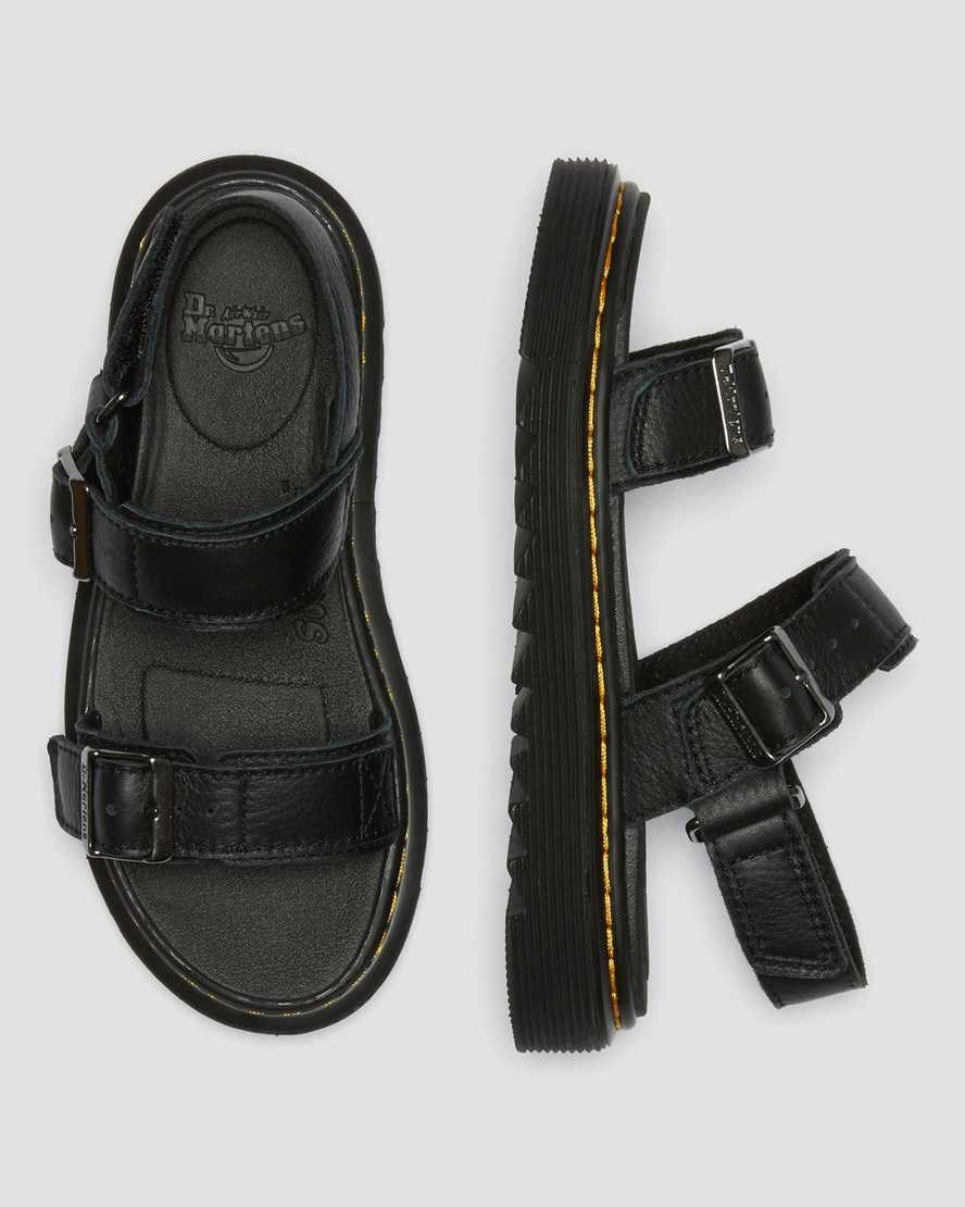 Dr Martens Junior Kyle Leather Kids' Sandals Black | IQXHAN948