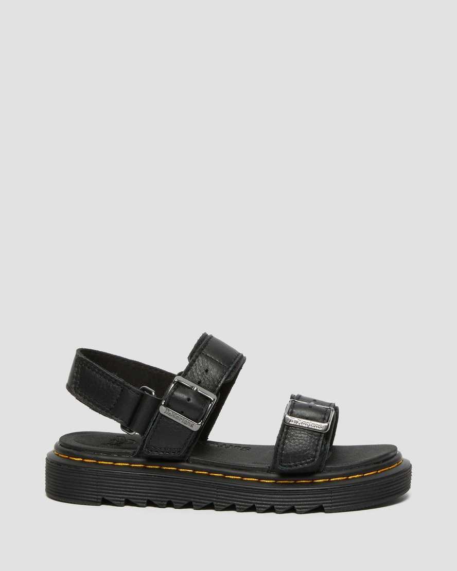 Dr Martens Junior Kyle Leather Kids' Sandals Black | IQXHAN948