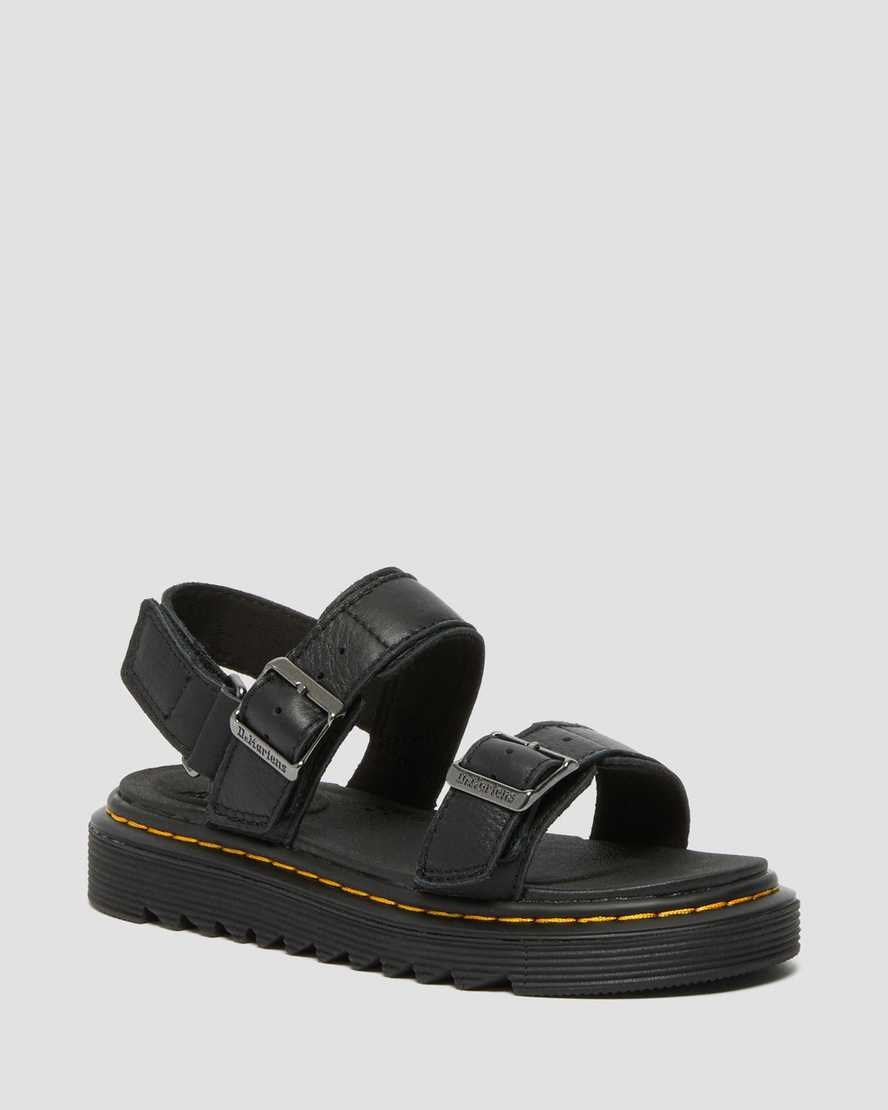 Dr Martens Junior Kyle Leather Kids' Sandals Black | IQXHAN948