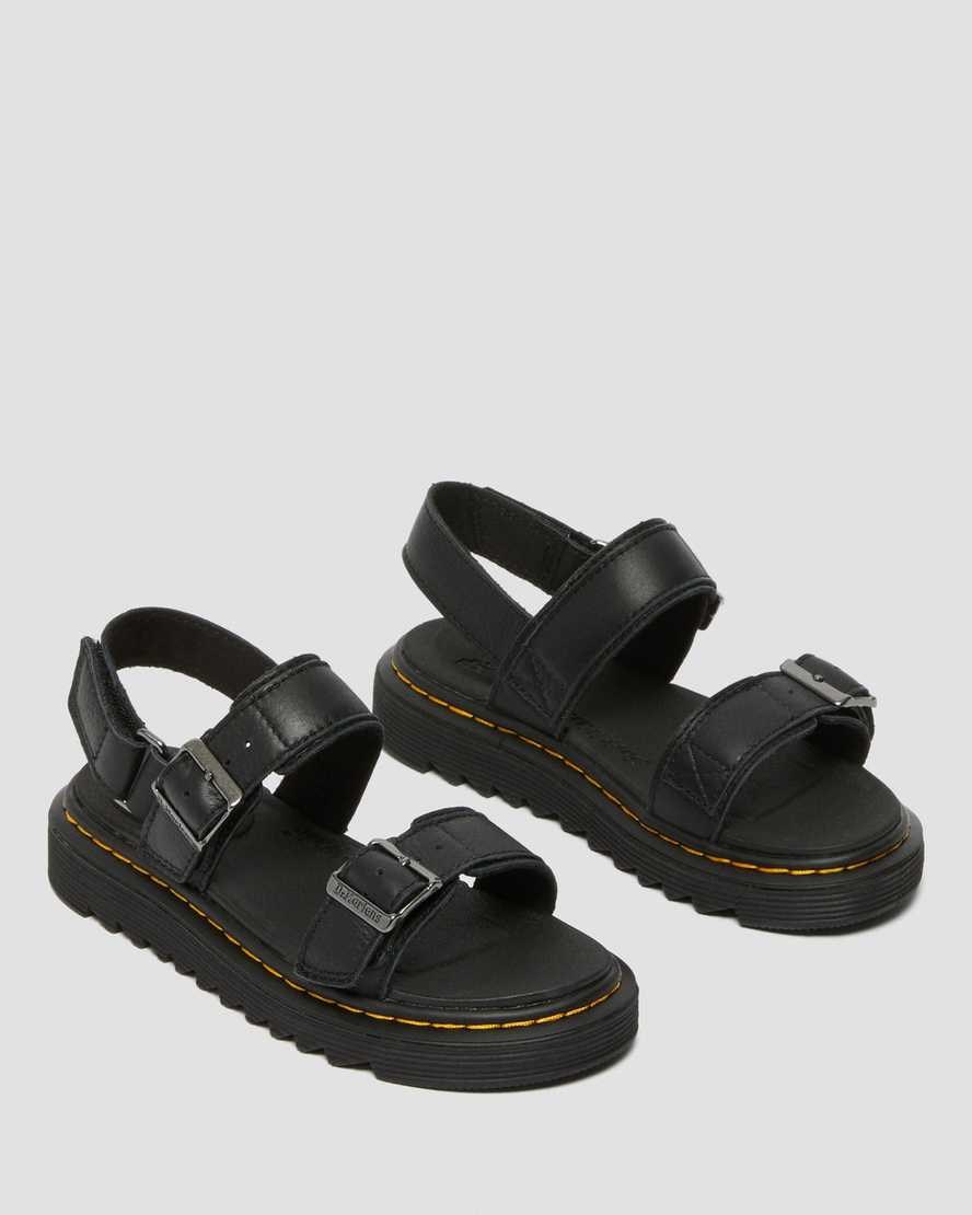 Dr Martens Junior Kyle Leather Kids' Sandals Black | IQXHAN948