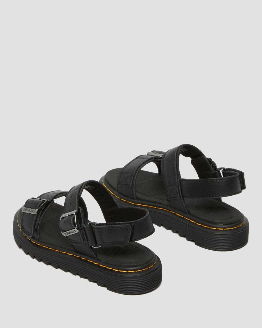 Dr Martens Junior Kyle Leather Kids' Sandals Black | IQXHAN948