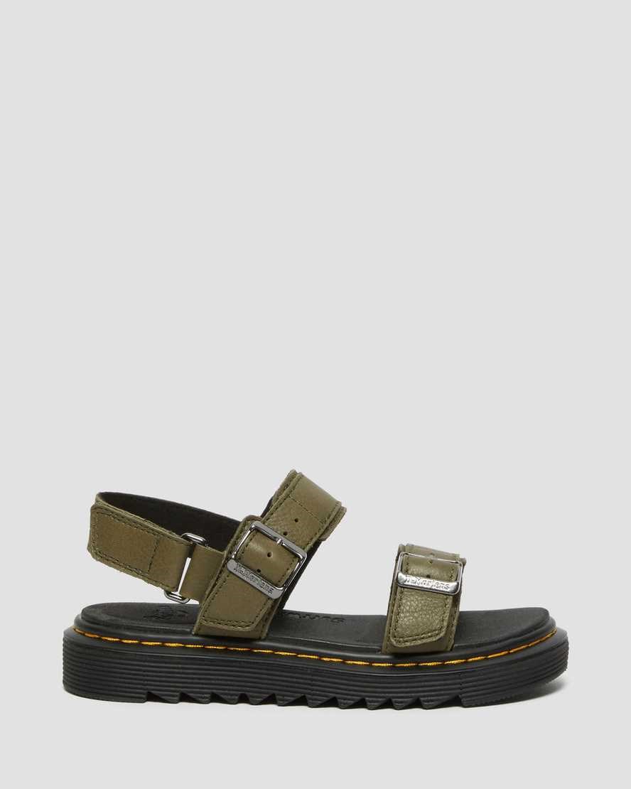 Dr Martens Junior Kyle Leather Kids' Sandals Olive | LYNEFX382