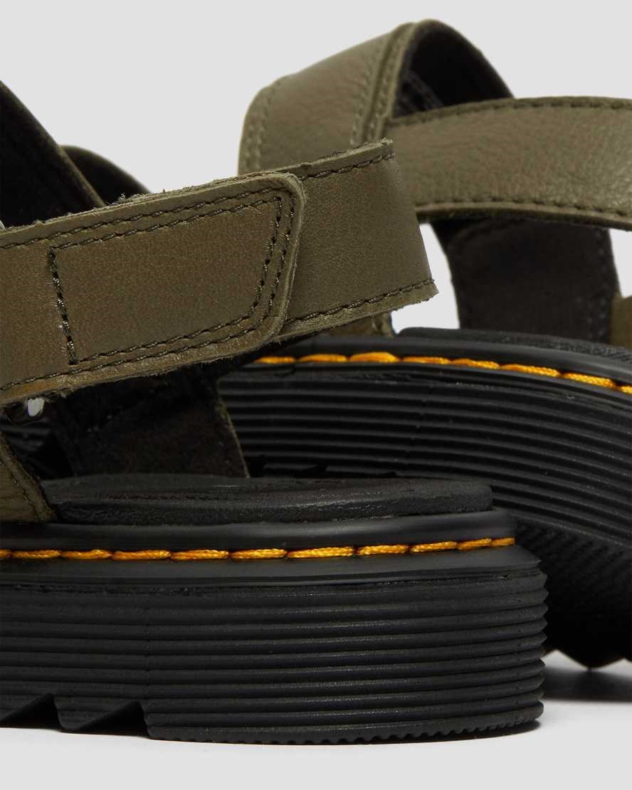 Dr Martens Junior Kyle Leather Kids' Sandals Olive | LYNEFX382