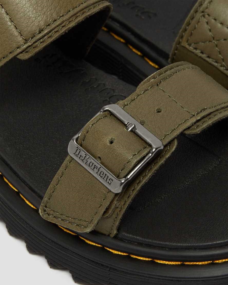 Dr Martens Junior Kyle Leather Kids' Sandals Olive | LYNEFX382