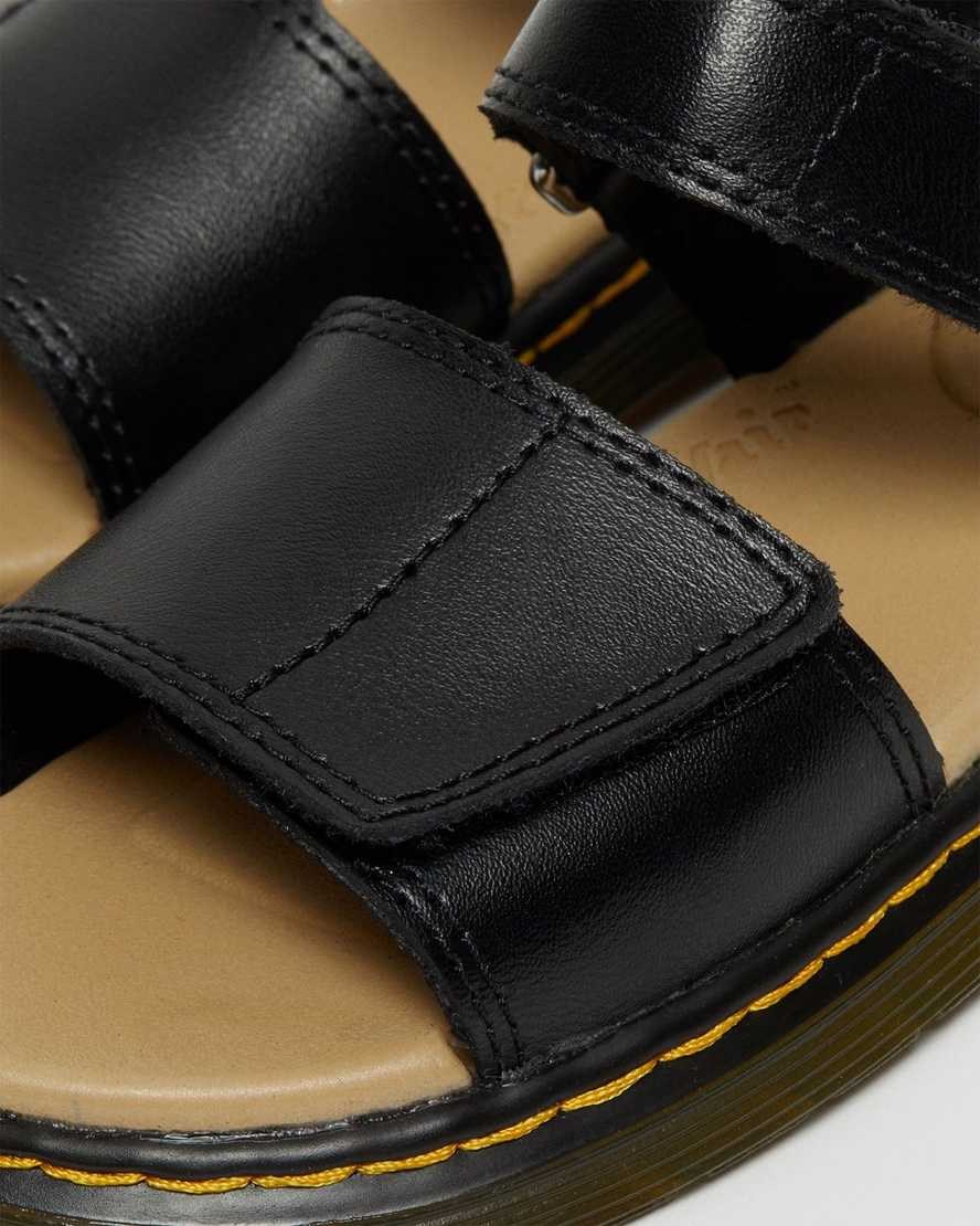 Dr Martens Junior Romi Leather Kids' Velcro Sandals Black T Lamper | WGQKSY634