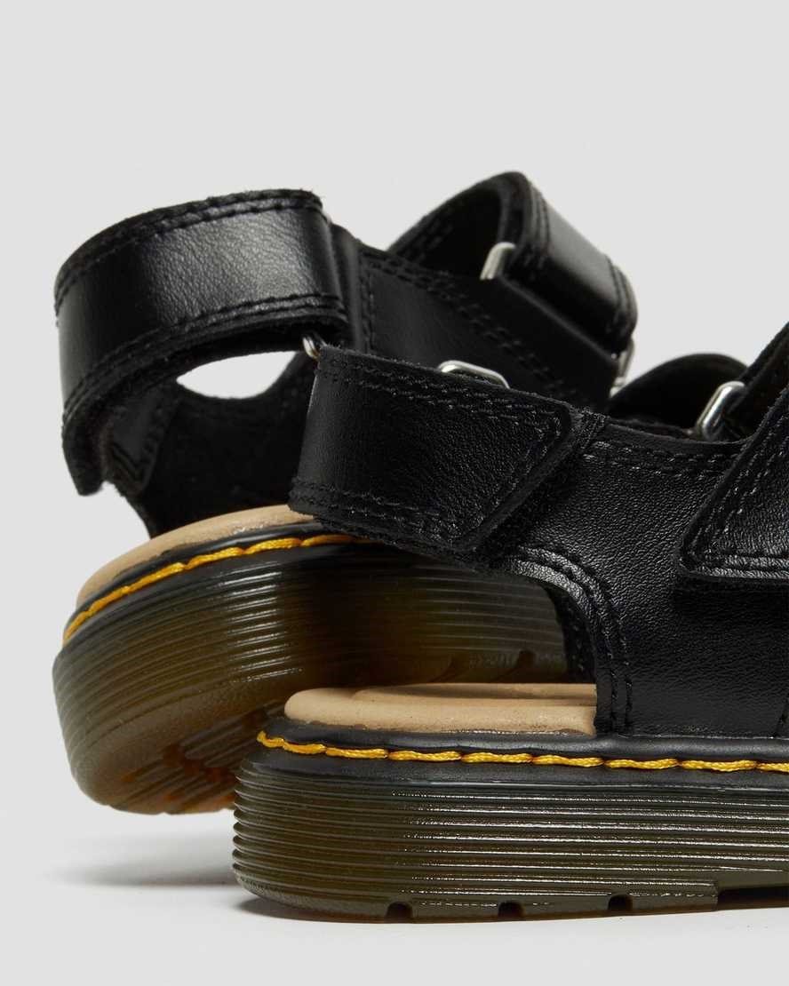 Dr Martens Junior Romi Leather Kids' Velcro Sandals Black T Lamper | WGQKSY634