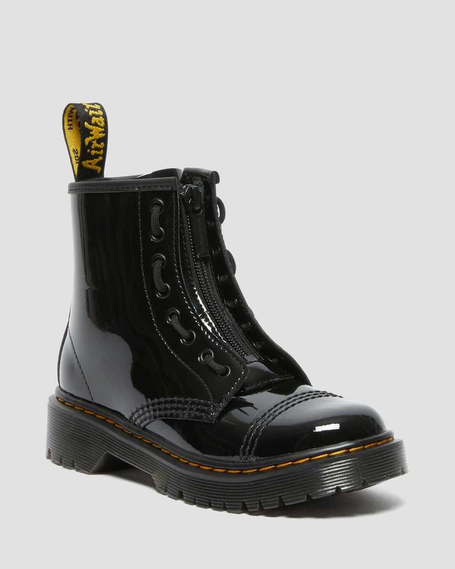 Dr Martens Junior Sinclair Bex Patent Leather Kids\' Booties Black Patent Lamper | ZPVCJS954