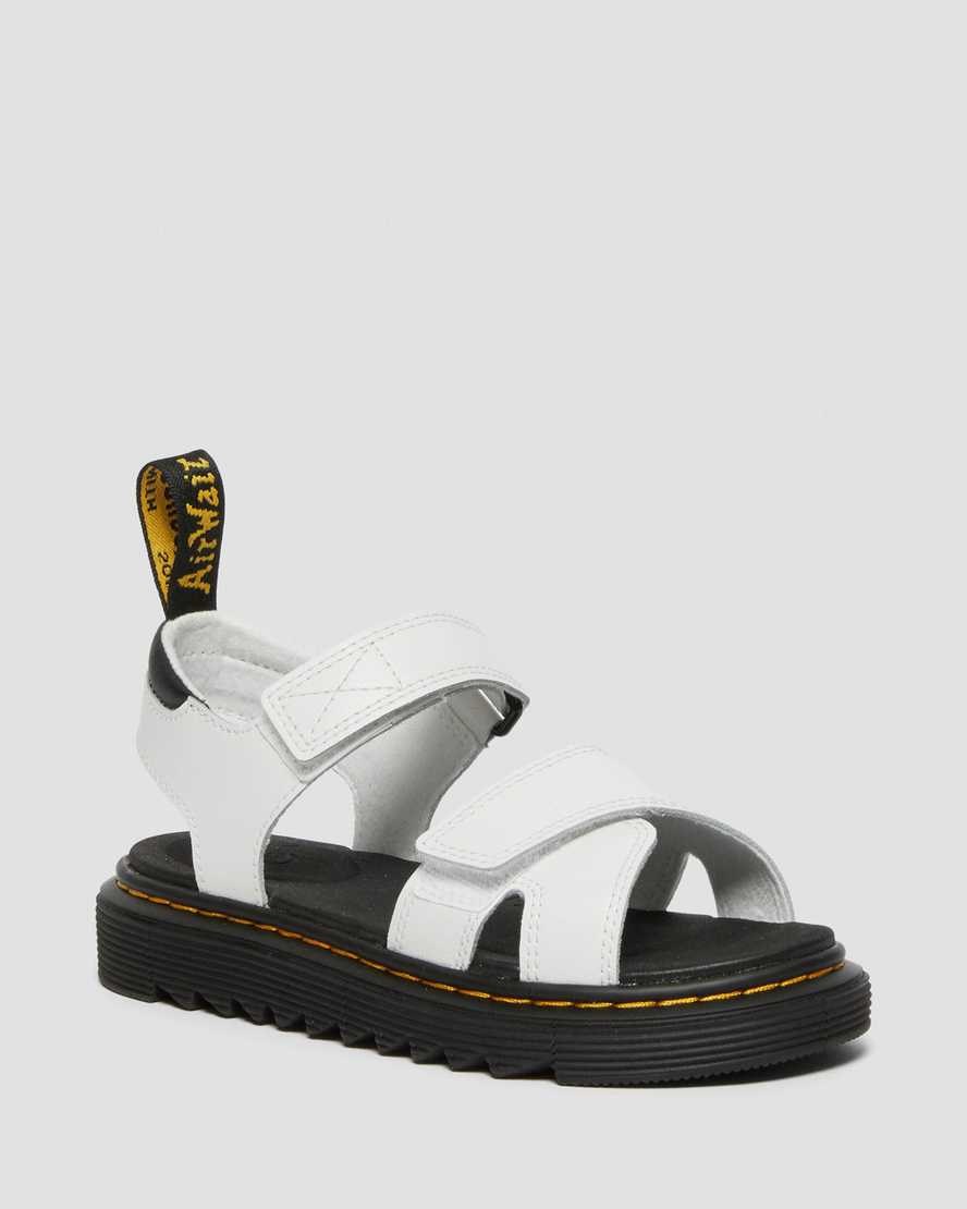 Dr Martens Junior Vossie Leather Kids' Sandals White T Lamper | AQSXIB847