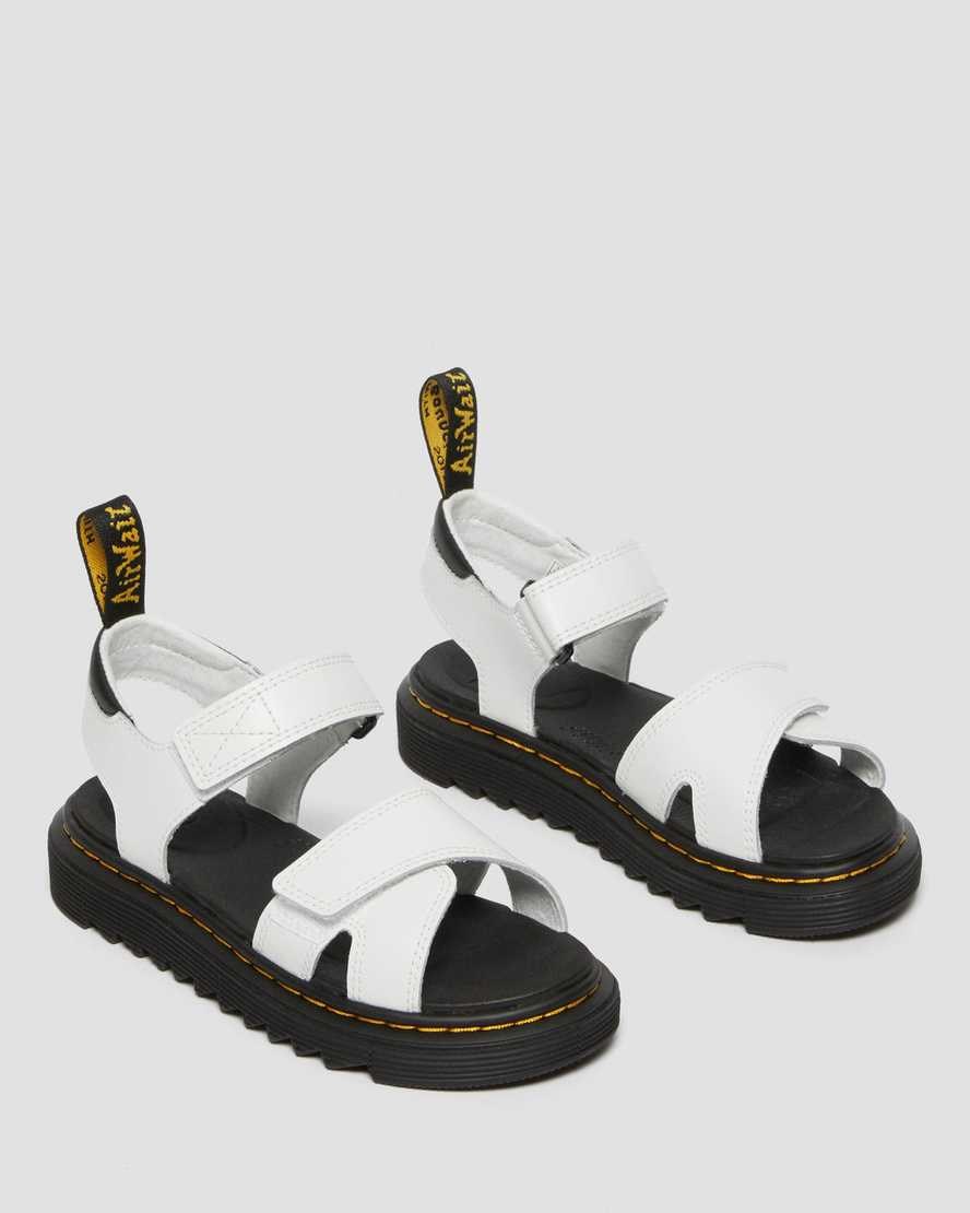 Dr Martens Junior Vossie Leather Kids' Sandals White T Lamper | AQSXIB847