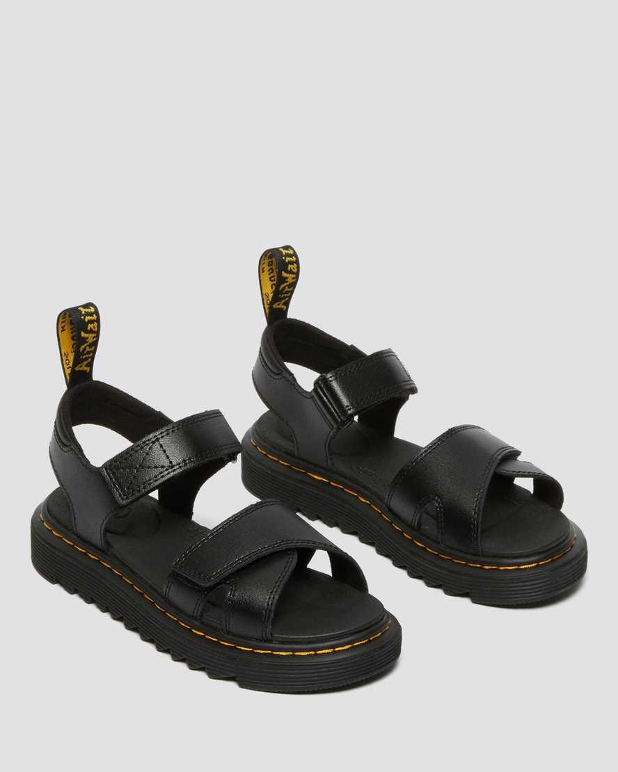 Dr Martens Junior Vossie Leather Kids' Sandals Black T Lamper | BRDXIU342