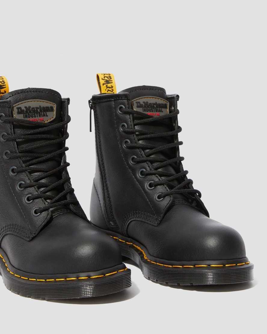 Dr Martens Maple Zip Newark Steel Toe Work Women's Lace Up Boots Black Newark | ZOEBKW069