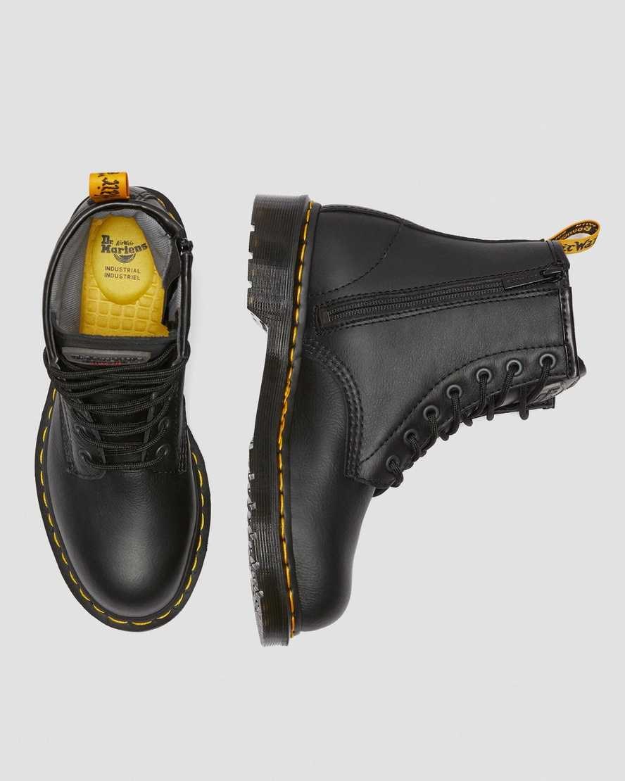 Dr Martens Maple Zip Newark Steel Toe Work Women's Lace Up Boots Black Newark | ZOEBKW069