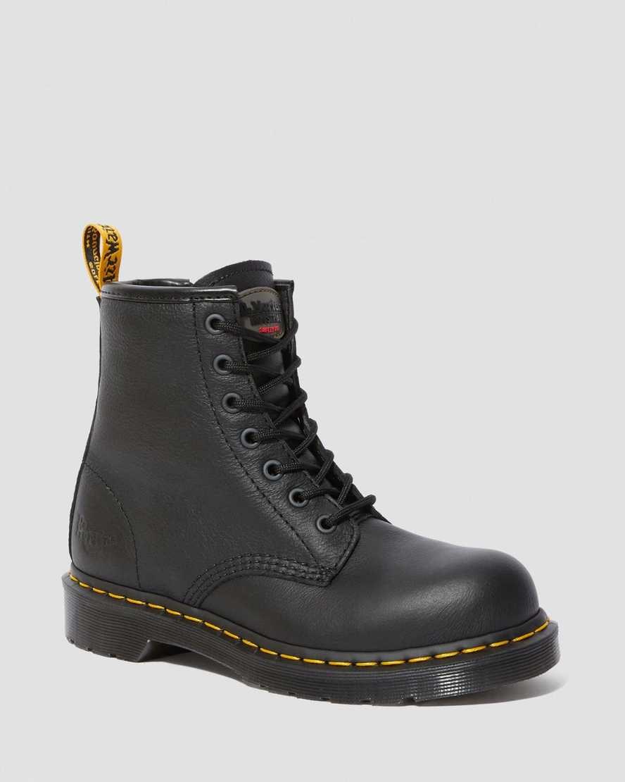 Dr Martens Maple Zip Newark Steel Toe Work Women's Lace Up Boots Black Newark | ZOEBKW069